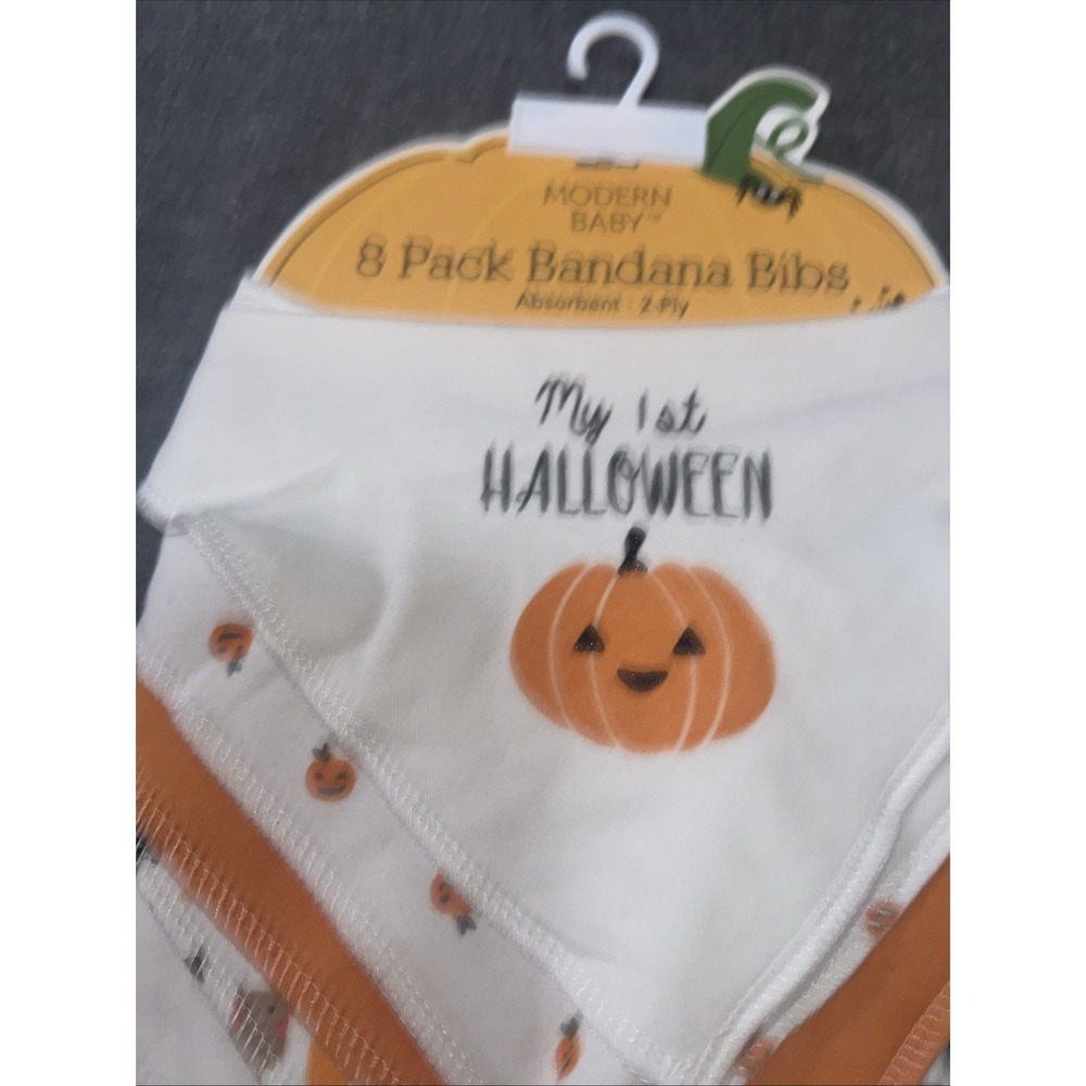 Modern Baby Halloween Bibs Set of 8 Bandanna Snap 2-Ply Bibs NEW Halloween $28 - Picture 3 of 4